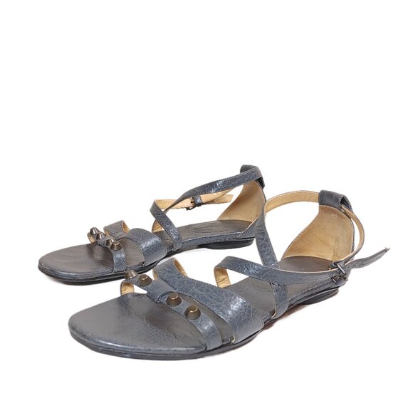 Balenciaga Gladiator Sandals Womens 9 Gray Embossed Leather Strappy Sandals - Picture 1 of 6